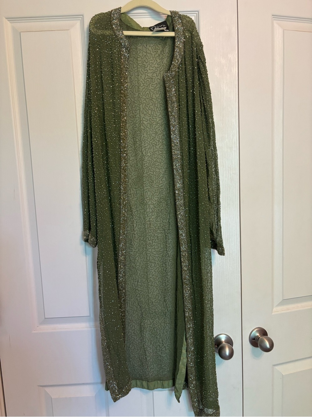 90s Vintage Art to Wear Beaded 100% Silk Duster